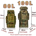 80L/100L  Mountaineering Bag Climb Bag Tactical Backpacks Large Backpack Outdoors Hiking Camping Travel Bags - Image 2