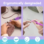 24pcs Crochet Hook Set with Counter LED Light & Stitch Ergonomic knitting needle Sewing Tools Set DIY Weaving Sweater Tool - Image 4