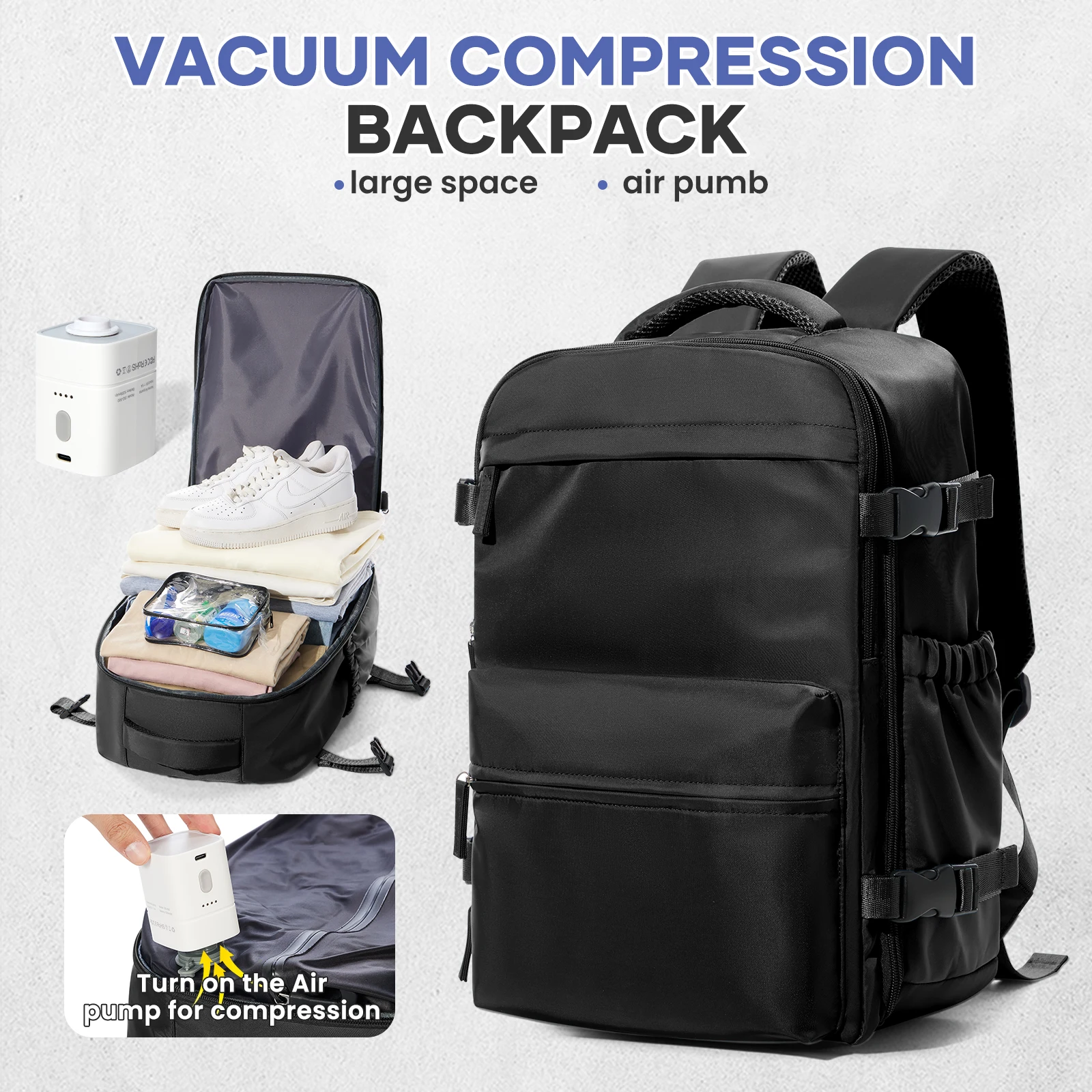S58e6fd4fcef94fe981ffa93caa23cafb5.webp Vacuum Backpack Travel Bag for Men Large Capacity Backpack Business Laptop Backpack Women Men Expandable Backpack School Bag - Image 1