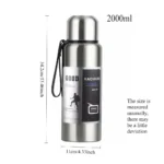2000ml/67oz Large Capacity Thermos Flask Stainless Steel Hot and Cold Insulated Kettle Tea and Coffee Insulated Travel Mug - Image 5