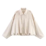 Women's Bomber Jackets Coats Fashion Turn-down Collar Long Sleeve Loose Coats Vintage Female Outerwear Chic Tops - Image 9