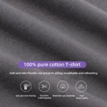 100% Pure Cotton T-Shirt With Round Neck Shoulder Design For Both Men Women Summer Solid Color Short Sleeved Casual Loose Fit - Image 2