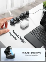 Joyroom 5-in-1 Magnetic Cable Organizer Management Adjustable Sliding Track Cable Clips Under Desk Wire Keeper JR-ZS588 - Image 2