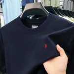 High end silky cotton breathable short sleeve T-shirt men summer designer Paul brand embroidered fashion casual round neck top - Image 3