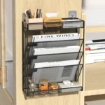 Desk File Organizer Mesh 5-Tier, Hanging Wall Mount Document Organization Stand, Desktop Vertical Mail Paper Folder Holder Rack - Image 4